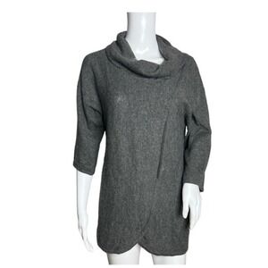 Just Cashmere by Forte Gray Tunic Sweater Size L Cowl Neck Pullover Long Sleeve‎